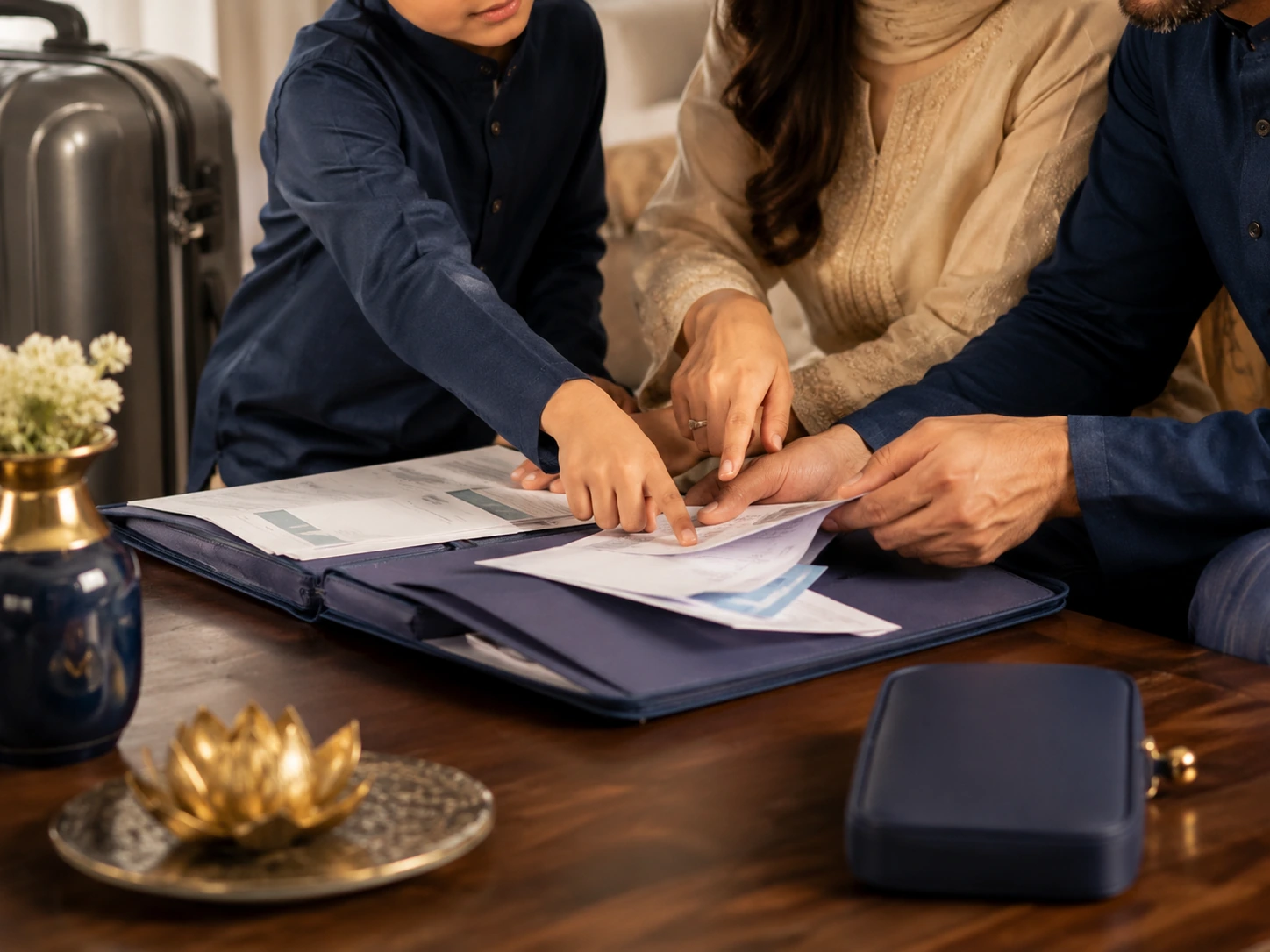 Pakistani family preparing visit visa documents